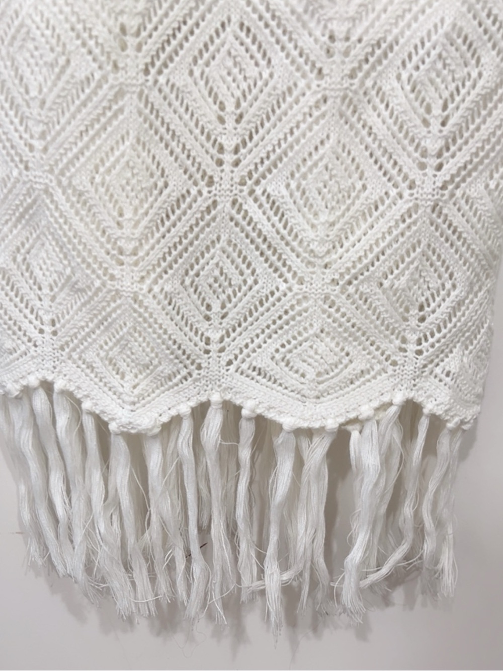PilyQ White Crochet Fringe Maxi Dress Cover Up Boho Beach Resort Size M - Picture 7 of 9